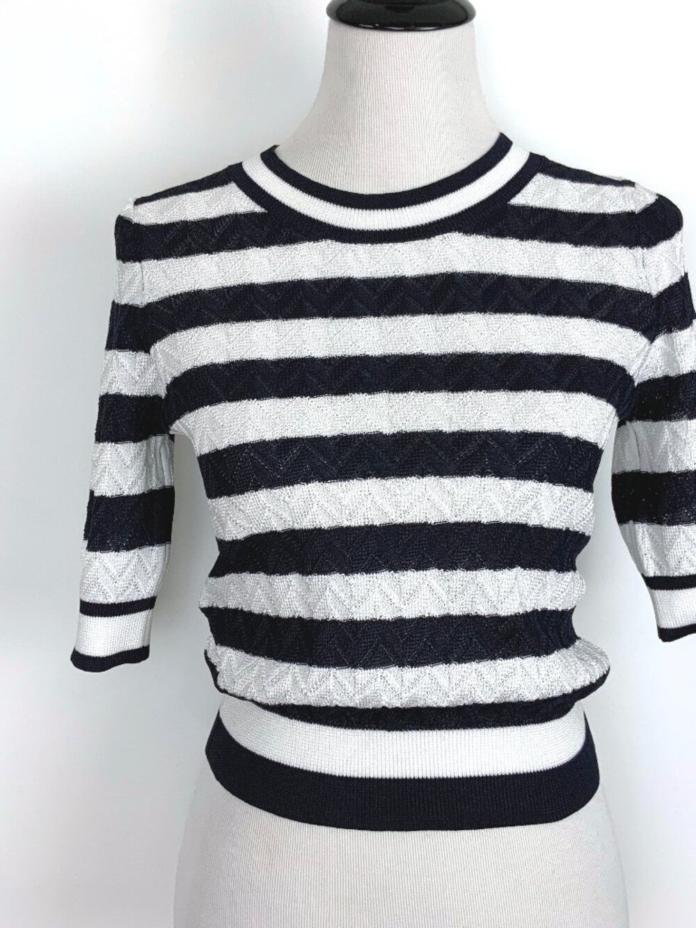 New Veronica Beard Lisbeth Nvy & White Striped Knit Top Sz XS - Picture 5 of 16